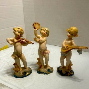 3 FONTANINI FIGURES PLAYING INSTRUMENTS, DEPOSE ITALY